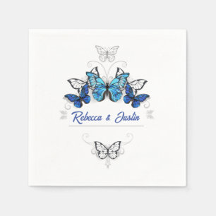 Servilleta De Papel Mariposas azules y blancas servilletas modernas de