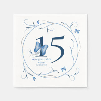 Servilleta De Papel Mariposas azules y nalgas Quinceañera