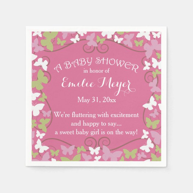 Servilleta De Papel Mariposas Baby Shower Disposable Napkins (Anverso)