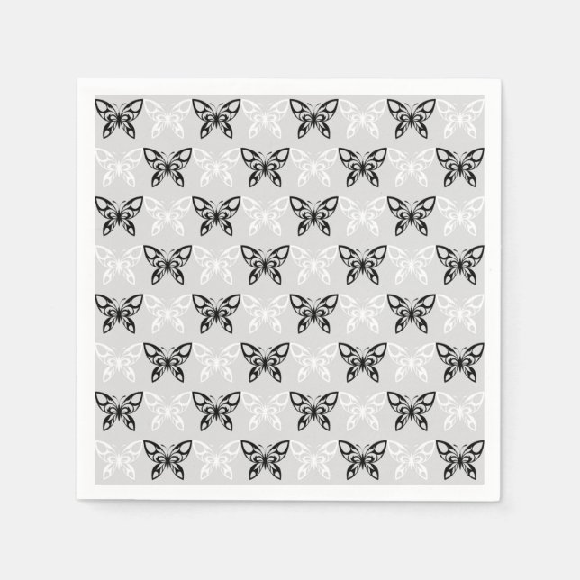 Servilleta De Papel Mariposas blancas y negras (Anverso)