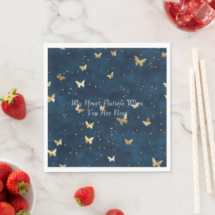 Servilleta De Papel Mariposas Bodas de Oro Azul
