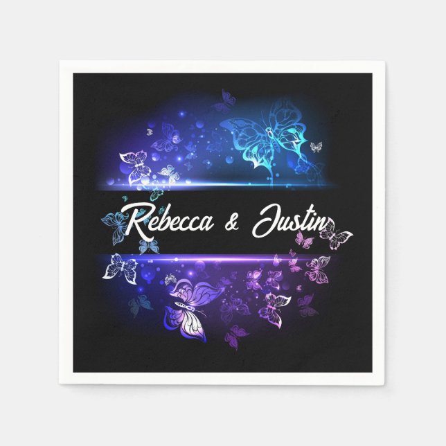 Servilleta De Papel Mariposas brillantes Neon Boho Napkins (Anverso)