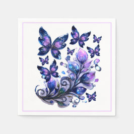 Servilleta De Papel Mariposas de destello cósmico blancas