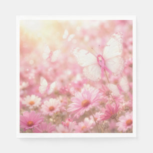 Servilleta De Papel Mariposas de lazo rosa en jardín