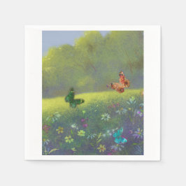 Servilleta De Papel Mariposas de tono jewel en la pradera de verano