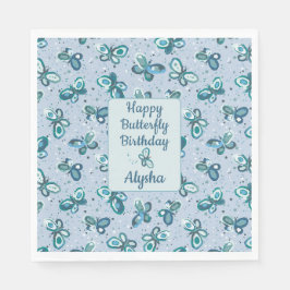 Servilleta De Papel Mariposas Doodle Bugs - azul - cumpleaños de niños