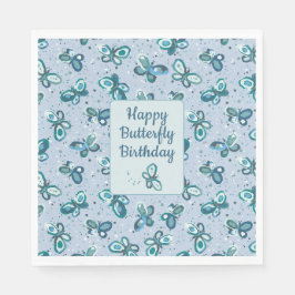 Servilleta De Papel Mariposas Doodle Bugs - azul - cumpleaños de niños