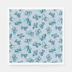 Servilleta De Papel Mariposas Doodle Bugs - azul - fiesta de niños.