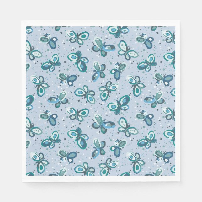 Servilleta De Papel Mariposas Doodle Bugs - azul - fiesta de niños. (Anverso)