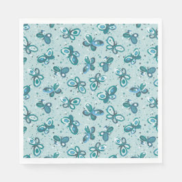Servilleta De Papel Mariposas Doodle Bugs - turquesa - fiesta de niños