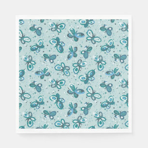 Servilleta De Papel Mariposas Doodle Bugs - turquesa - fiesta de niños