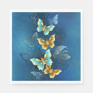 Servilleta De Papel Mariposas doradas