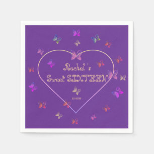 Servilleta De Papel mariposas dulces de corazón rosado dulce dulce 16