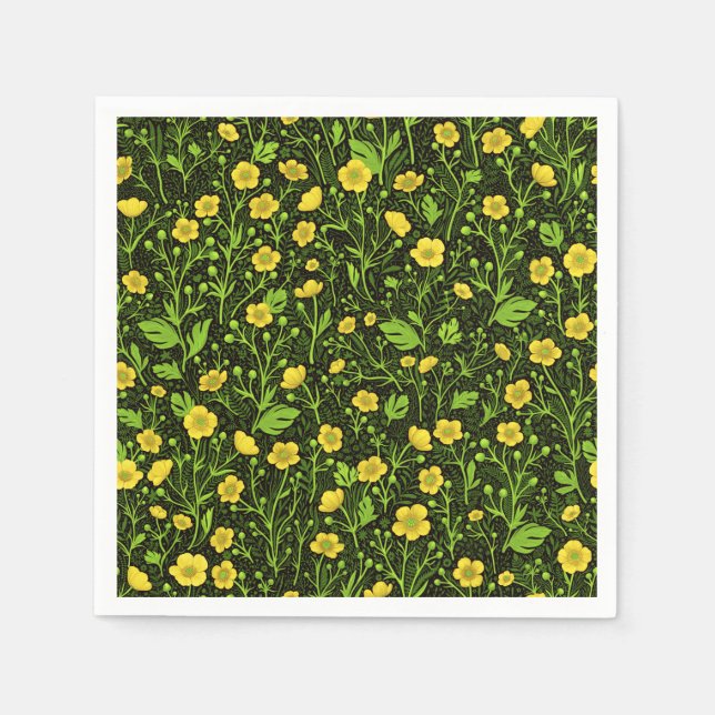 Servilleta De Papel Mariposas en negro (Anverso)