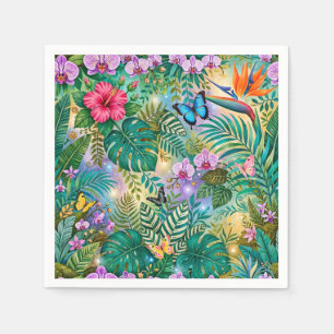 Servilleta De Papel Mariposas Flores Fantasía Selvática Alegre
