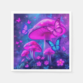 Servilleta De Papel Mariposas, flores y hongos-