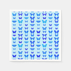 Servilleta De Papel Mariposas, índigo, fondo azul cielo