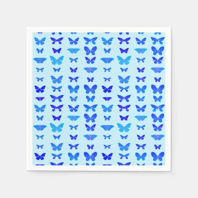 Servilleta De Papel Mariposas, índigo, fondo azul cielo (Anverso)