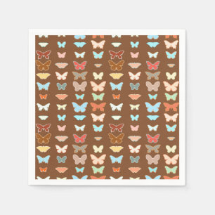 Servilleta De Papel Mariposas, marrones, turquesas y corales
