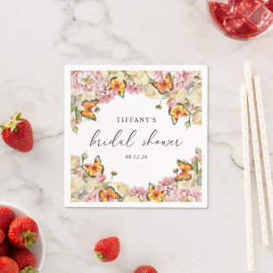 Servilleta De Papel Mariposas modernas duchas de novias de peones rosa