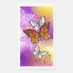 Servilleta De Papel Mariposas monarcas en fondo morado