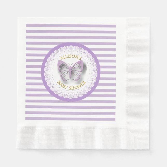 Servilleta De Papel Mariposas moradas y doradas servilletas de almuerz (Anverso)