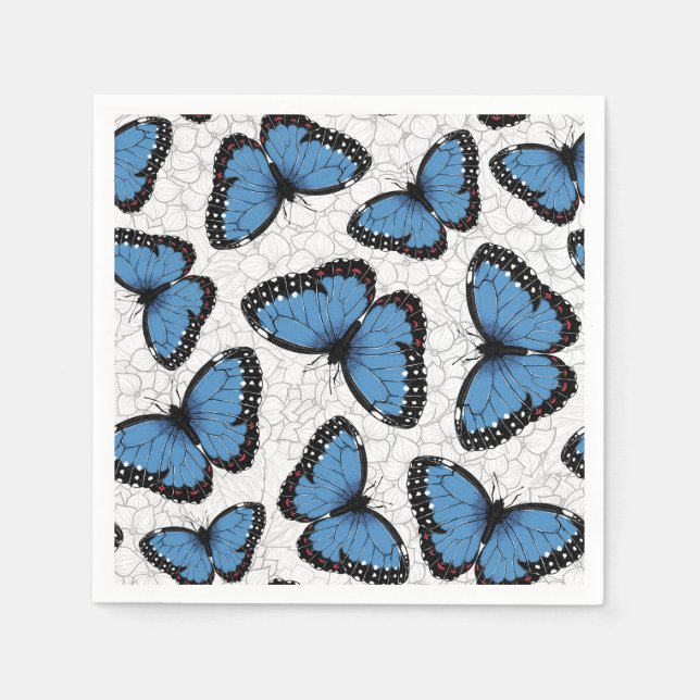 Servilleta De Papel Mariposas morfo azules (Anverso)