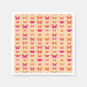 Servilleta De Papel Mariposas, naranja suave, rosa coral, dorado