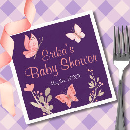 Servilleta De Papel Mariposas Rosadas Floral Purple Baby Shower