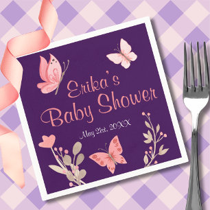 Servilleta De Papel Mariposas Rosadas Floral Purple Baby Shower
