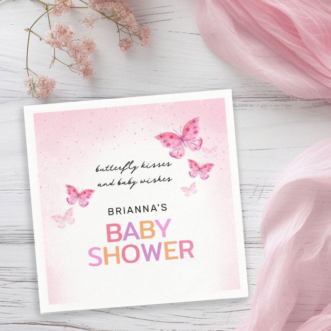 Servilleta De Papel Mariposas rosadas Girly Baby Shower (Subido por el creador)