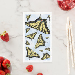 Servilleta De Papel Mariposas Swallowtail Amarillas Patrón en Cielo Az