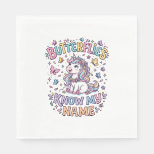 Servilleta De Papel Mariposas Unicornio Conocen Mi Nombre Encantador A