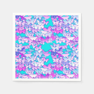 Servilleta De Papel Mariposas, violeta y turquesa