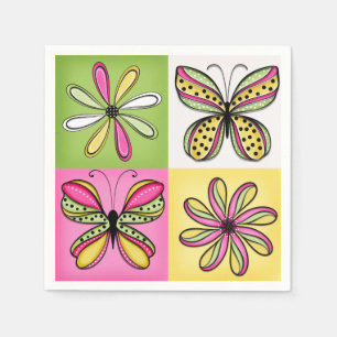 Servilleta De Papel Mariposas y flores del Pop Art
