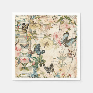 Servilleta De Papel Mariposas y flores multi vintage