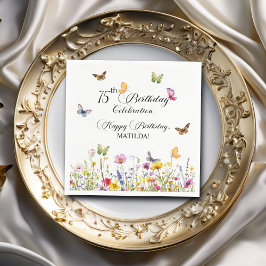 Servilleta De Papel Mariposas y flores silvestres Elegante cumpleaños