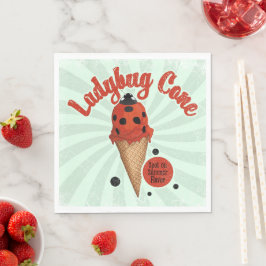 Servilleta De Papel Mariquita Caprichosa | Arte Retro de Helado