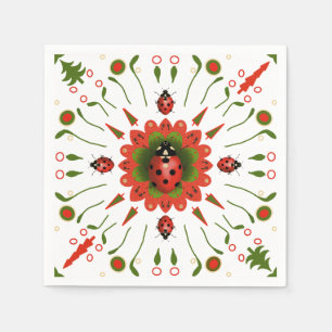 Servilleta De Papel Mariquita de Navidad Papel Rojo Verde Blanco Fiest