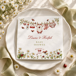 Servilleta De Papel Mariquita Niña de Flores Silvestres Baby Shower