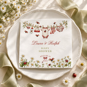 Servilleta De Papel Mariquita Niña de Flores Silvestres Baby Shower