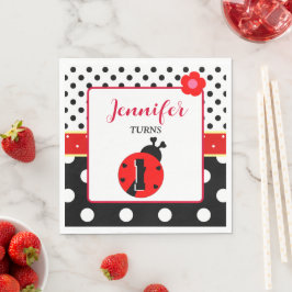 Servilleta De Papel Mariquita Roja y Negra Adorable