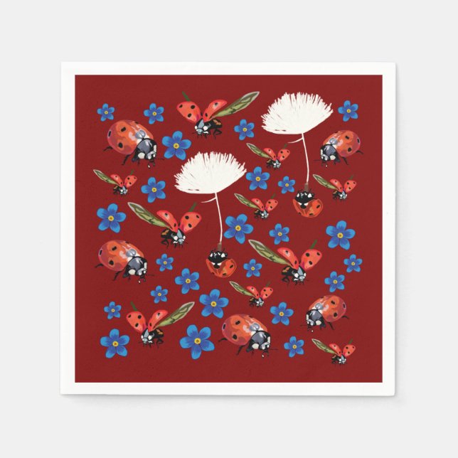 Servilleta De Papel Mariquitas Ambiente de Primavera   (Anverso)