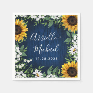 Servilleta De Papel Mariscos Azules Sunflower Rustic Country Napkins