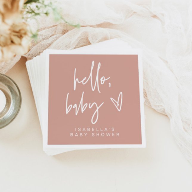 Servilleta De Papel MARLO Bohemian Rubor Hello Baby Shower Napkins (Subido por el creador)