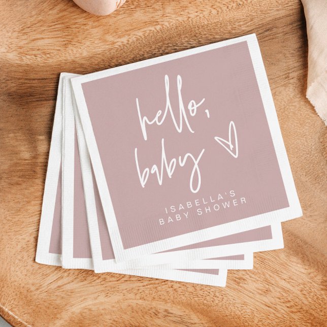 Servilleta De Papel MARLO Boho Dusty Rosa Hola Baby Shower Napkins (Subido por el creador)