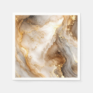 Servilleta De Papel Mármol abstracto blanco marfil y dorado