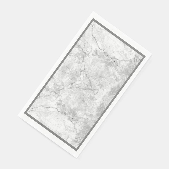 Servilleta De Papel Mármol blanco y gris simple | (Esquina)