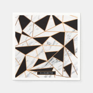 Servilleta De Papel Mármol blanco y negro