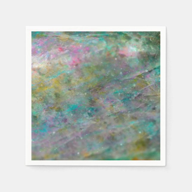 Servilleta De Papel Mármol Crystal Rock multicolor con arcoiris (Anverso)